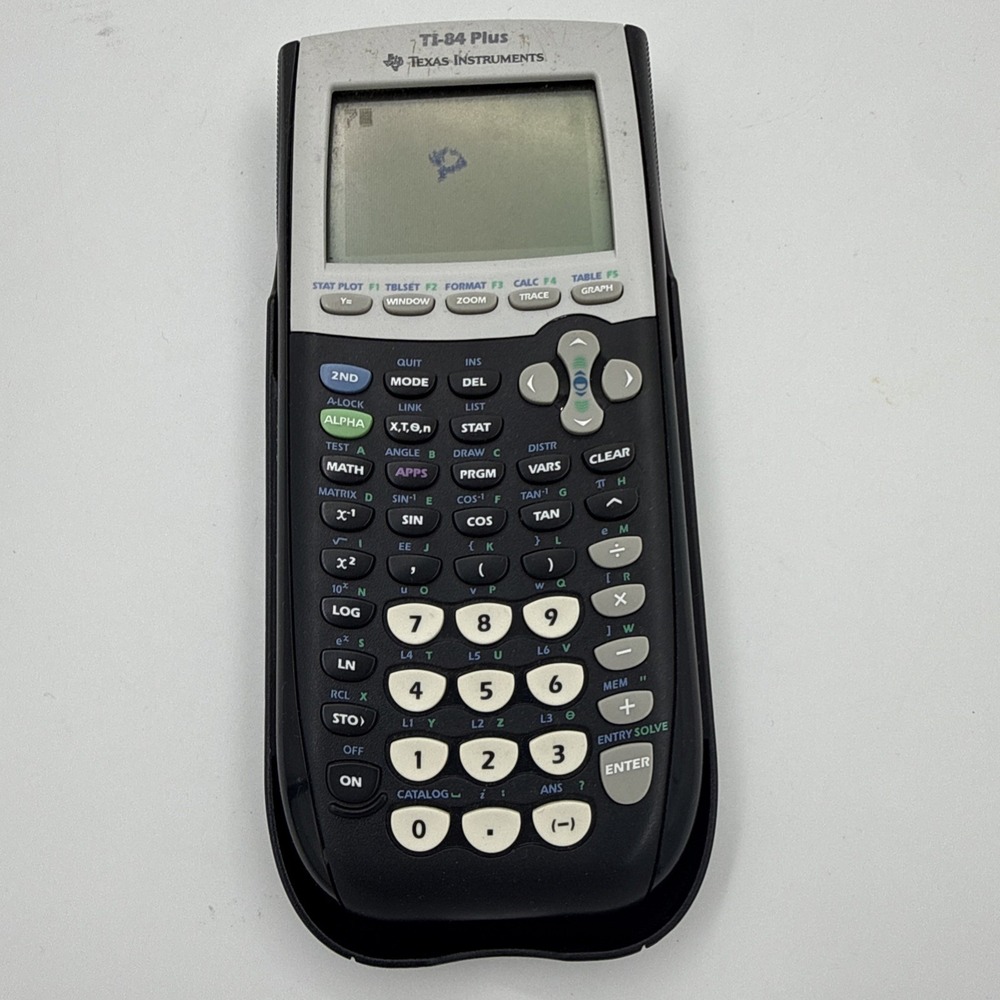 Texas Instruments TI-84 Plus Graphing Calculator Black W/Slide Cover- See Screen